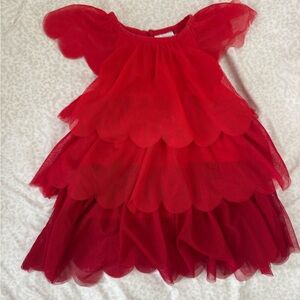 Hannah Andersson Red Layered Tulle Dress